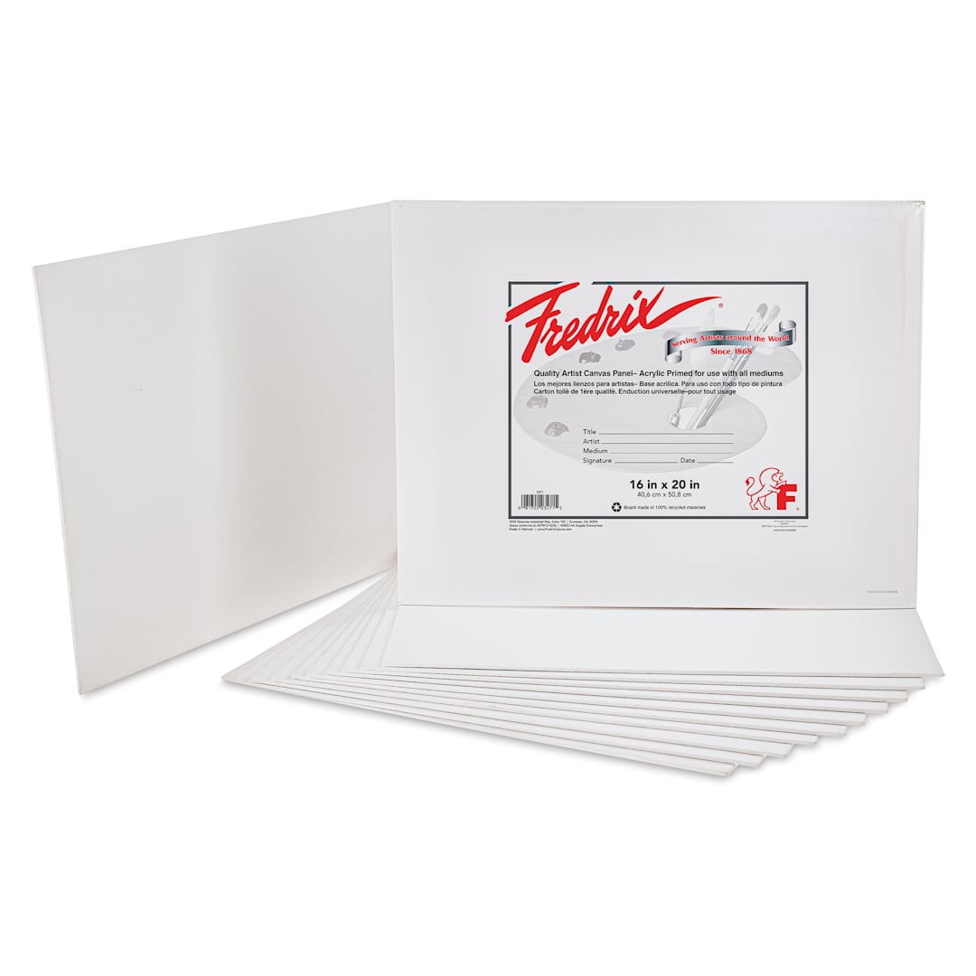 Open in modal - Fredrix Artist Series Standard Canvas Panels - 16" x 20", Pkg of 12