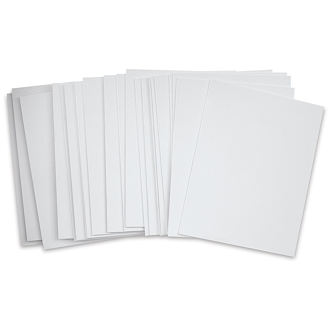 Open in modal - Blick Economy Cotton Canvas Panel Classroom Pack - 14" x 18", Class Pack of 24 fanned out