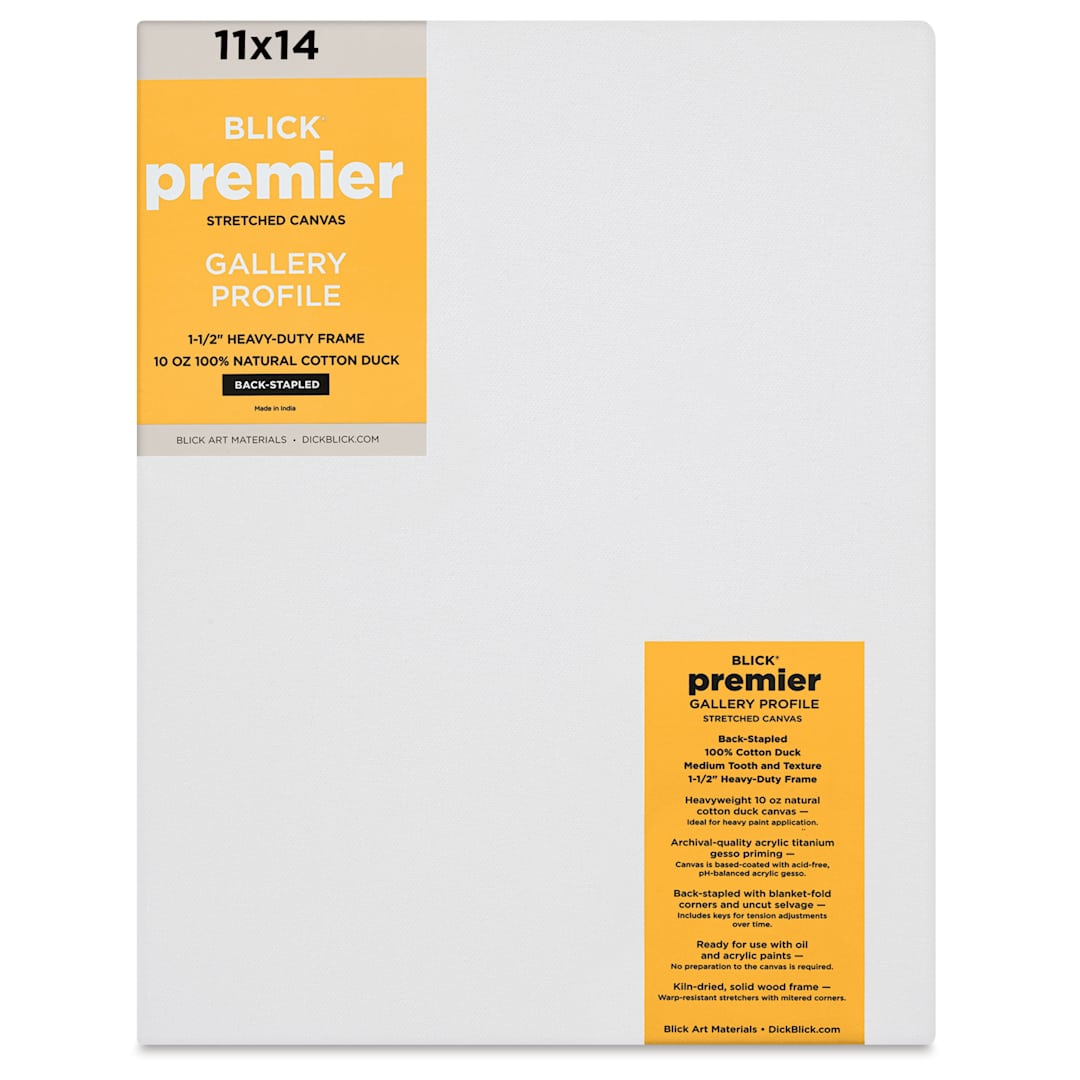Open in modal - Blick Premier Stretched Cotton Canvas - Gallery Profile, Back-Stapled, 11" x 14" front