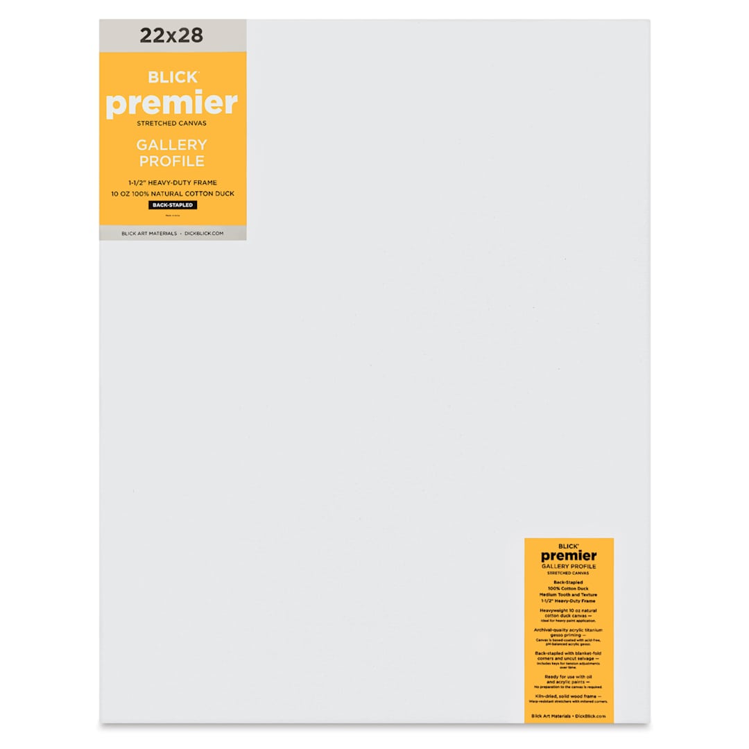 Open in modal - Blick Premier Stretched Cotton Canvas - Gallery Profile, Back-Stapled, 22" x 28" front
