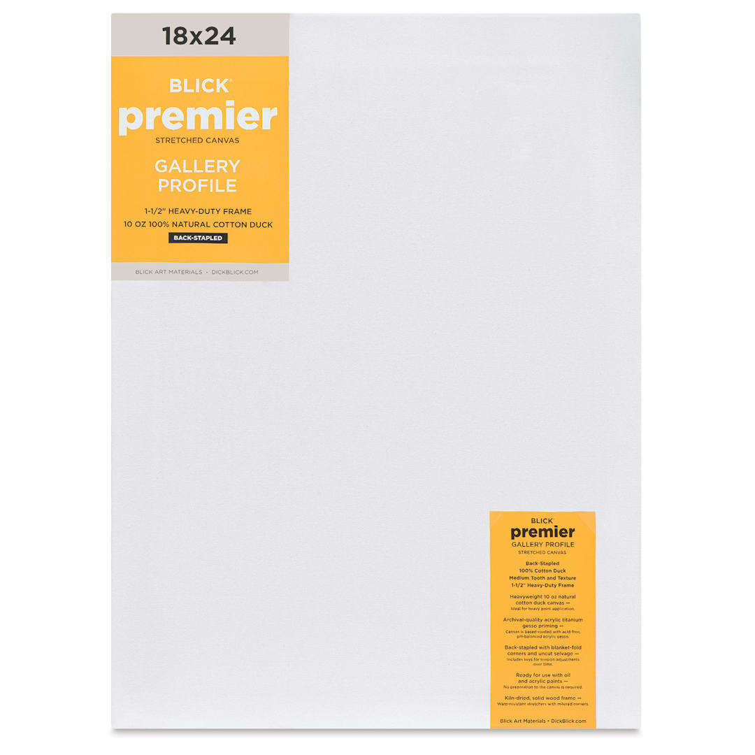 Open in modal - Blick Premier Stretched Cotton Canvas - Gallery Profile, Back-Stapled, 18" x 24" front