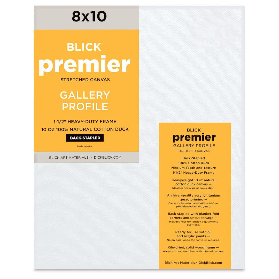 Open in modal - Blick Premier Stretched Cotton Canvas - Gallery Profile, Back-Stapled, 8" x 10" front