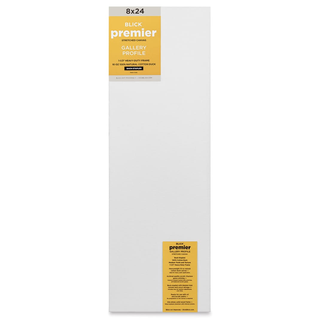 Open in modal - Blick Premier Stretched Cotton Canvas - Gallery Profile, Back-Stapled, 8" x 24" front