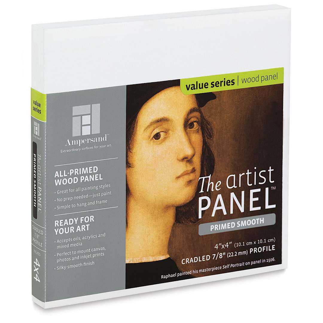 Open in modal - Ampersand Value Series Artist Panel - Smooth, 4" x 4", 7/8" Cradle