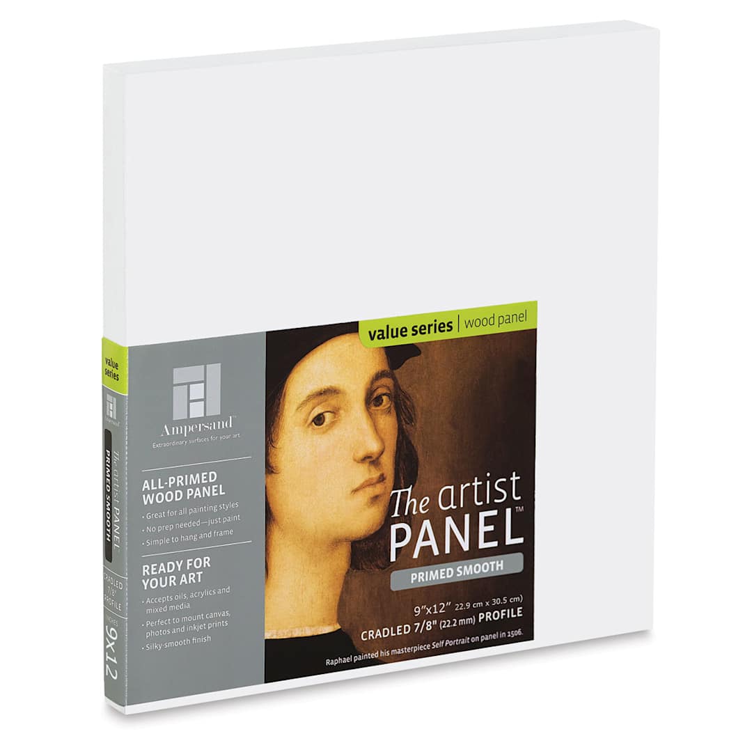 Open in modal - Ampersand Value Series Artist Panel - Smooth, 9" x 12", 7/8" Cradle