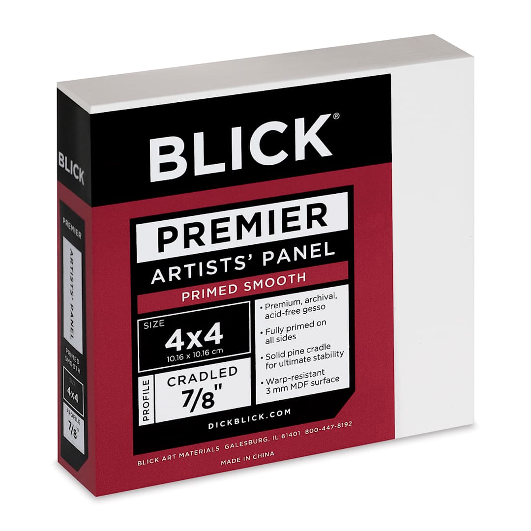 Open in modal - Blick Premier Artists' Panel - Traditional Cradle, 7/8", 4" x 4" side view