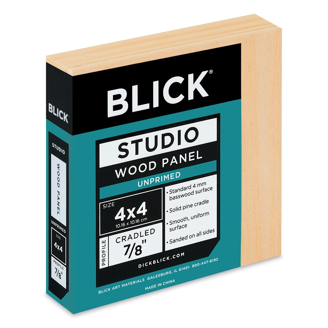Open in modal - Blick Studio Artists' Wood Panel - Flat Cradle, 4" x 4", 7/8" Cradle
