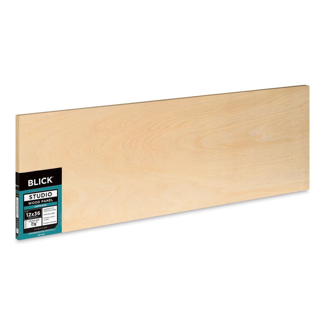 Open in modal - Blick Studio Artists' Wood Panel - Flat Cradle, 12" x 36", 7/8" Cradle
