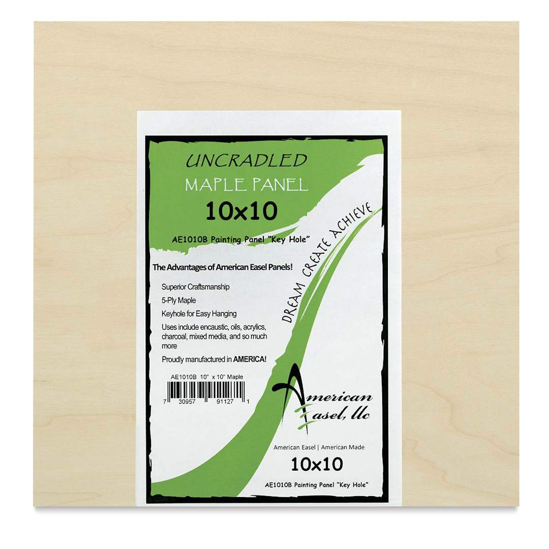 Open in modal - American Easel Maple Panels - Front of Square Panel showing label
