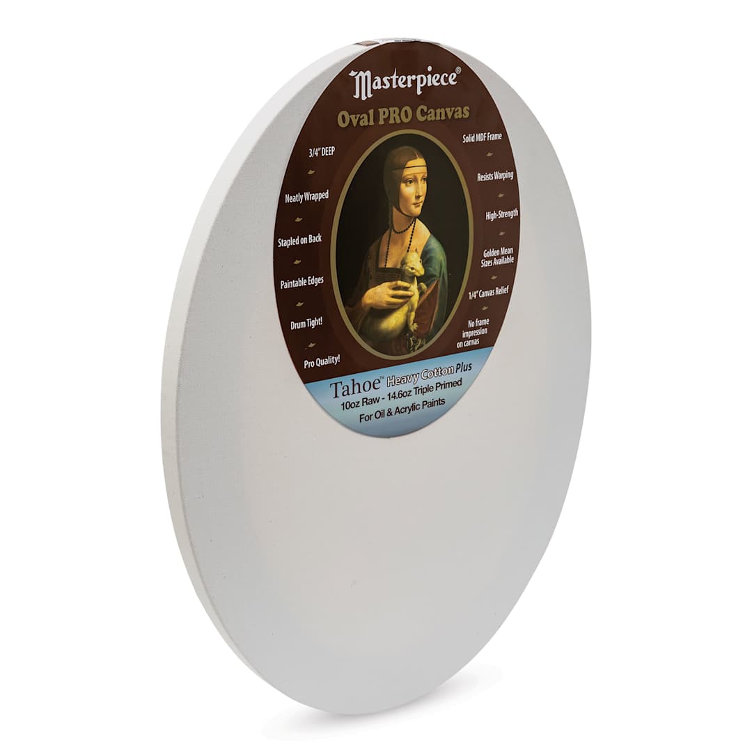 Open in modal - Masterpiece Pro Stretched Oval Canvas - 12" x 16", 3/4" Profile side view