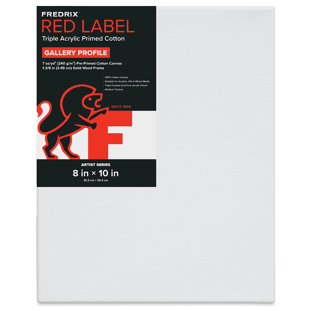 Open in modal - Fredrix Red Label Cotton Canvas - 8" x 10", Gallerywrap, front of packaging