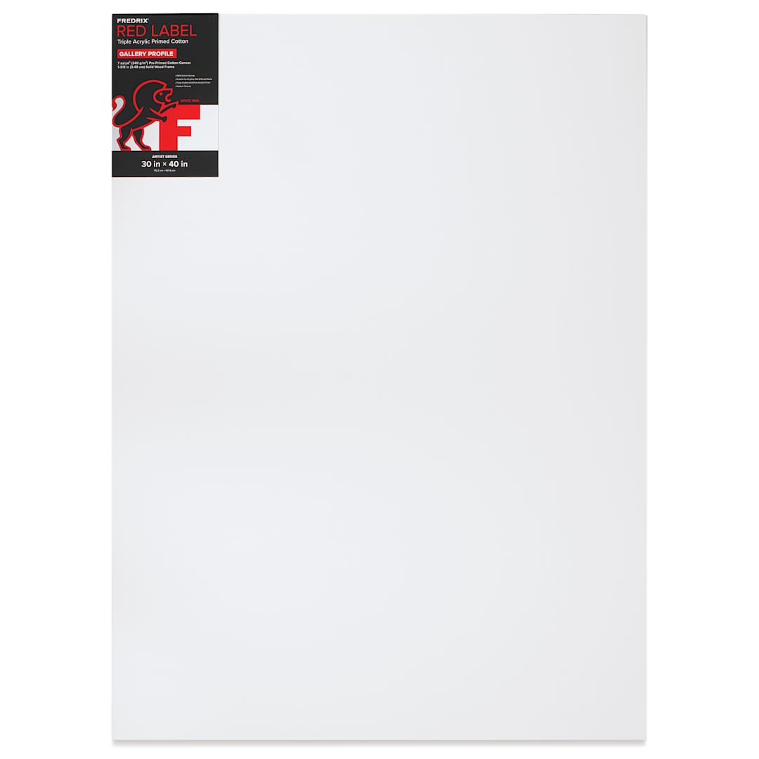 Open in modal - Fredrix Red Label Cotton Canvas - 30" x 40", Gallerywrap, front of packaging