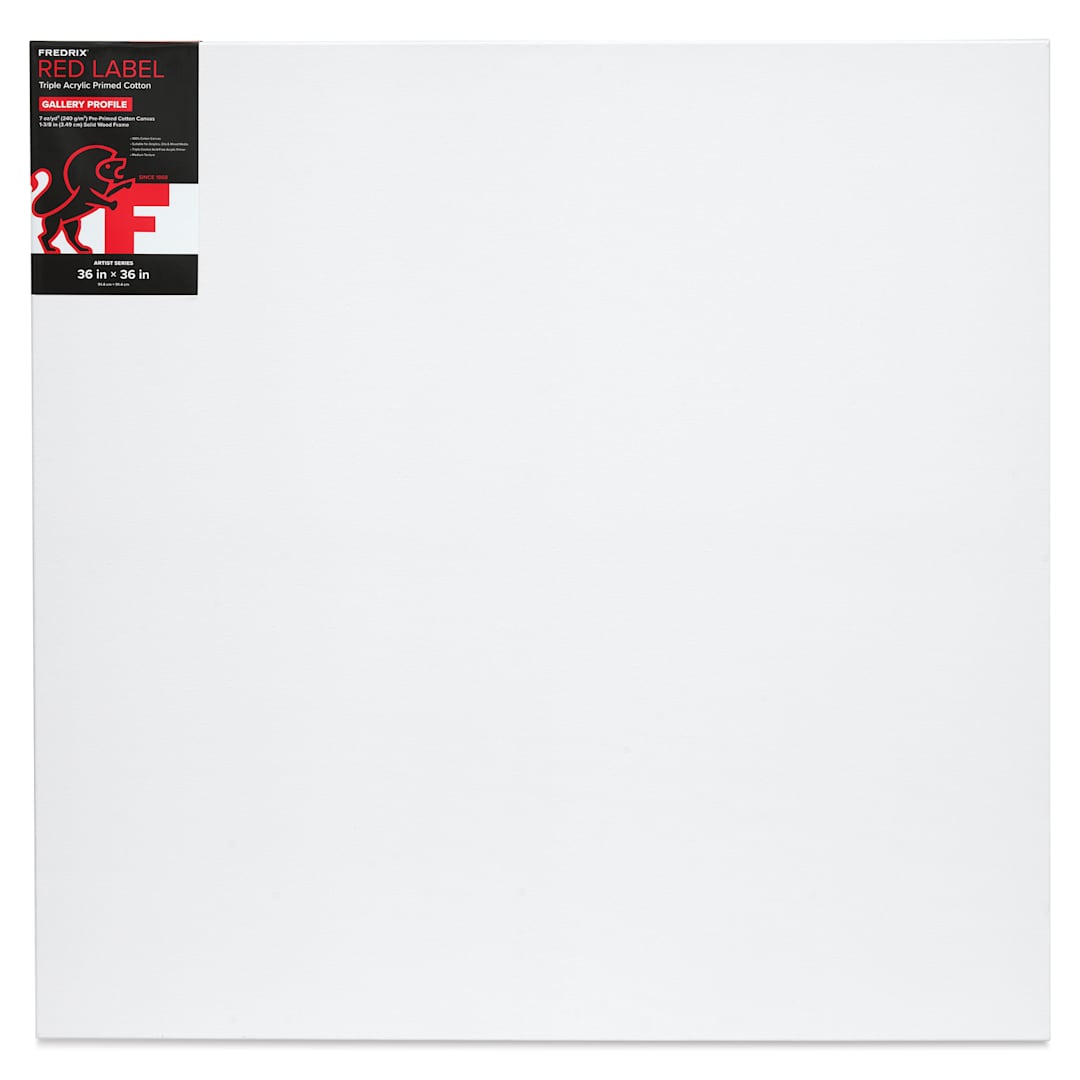Open in modal - Fredrix Red Label Cotton Canvas - 36" x 36", Gallerywrap, front of packaging