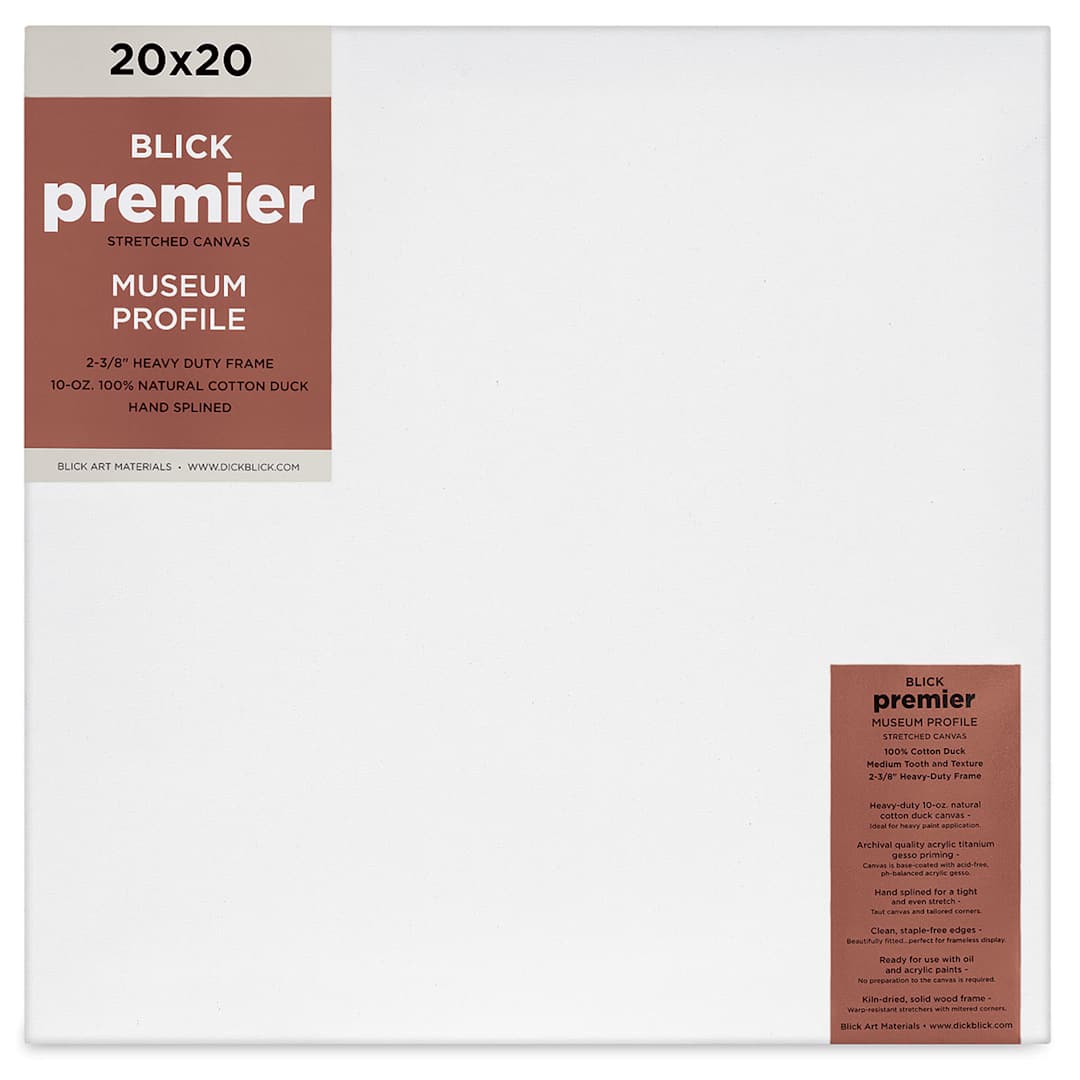 Open in modal - Blick Premier Stretched Cotton Canvas - Museum Profile, Splined, 20" x 20" (front)
