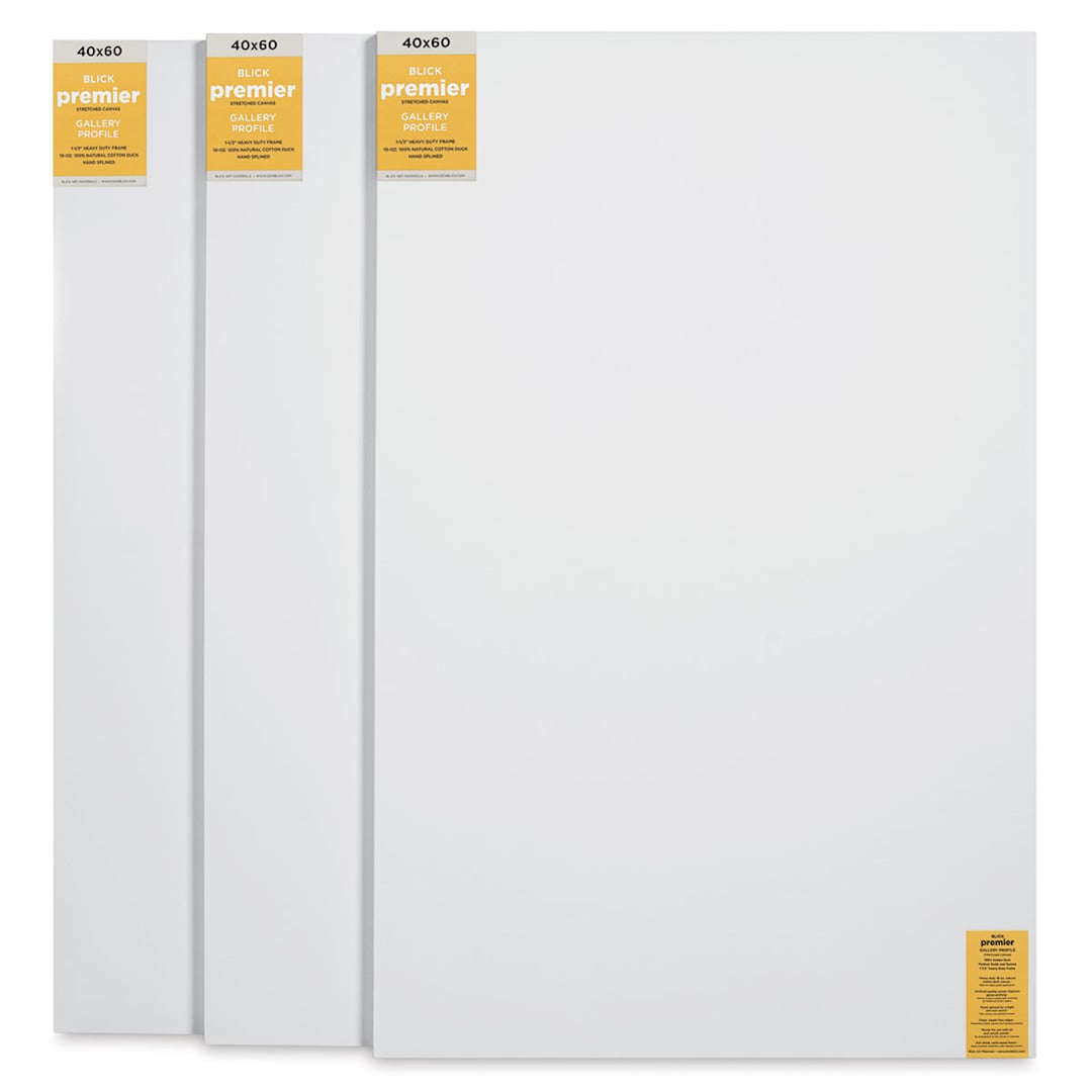 Open in modal - Blick Premier Stretched Cotton Canvas - Gallery Profile, Splined, 40" x 60", Pkg of 3 (three fronts)