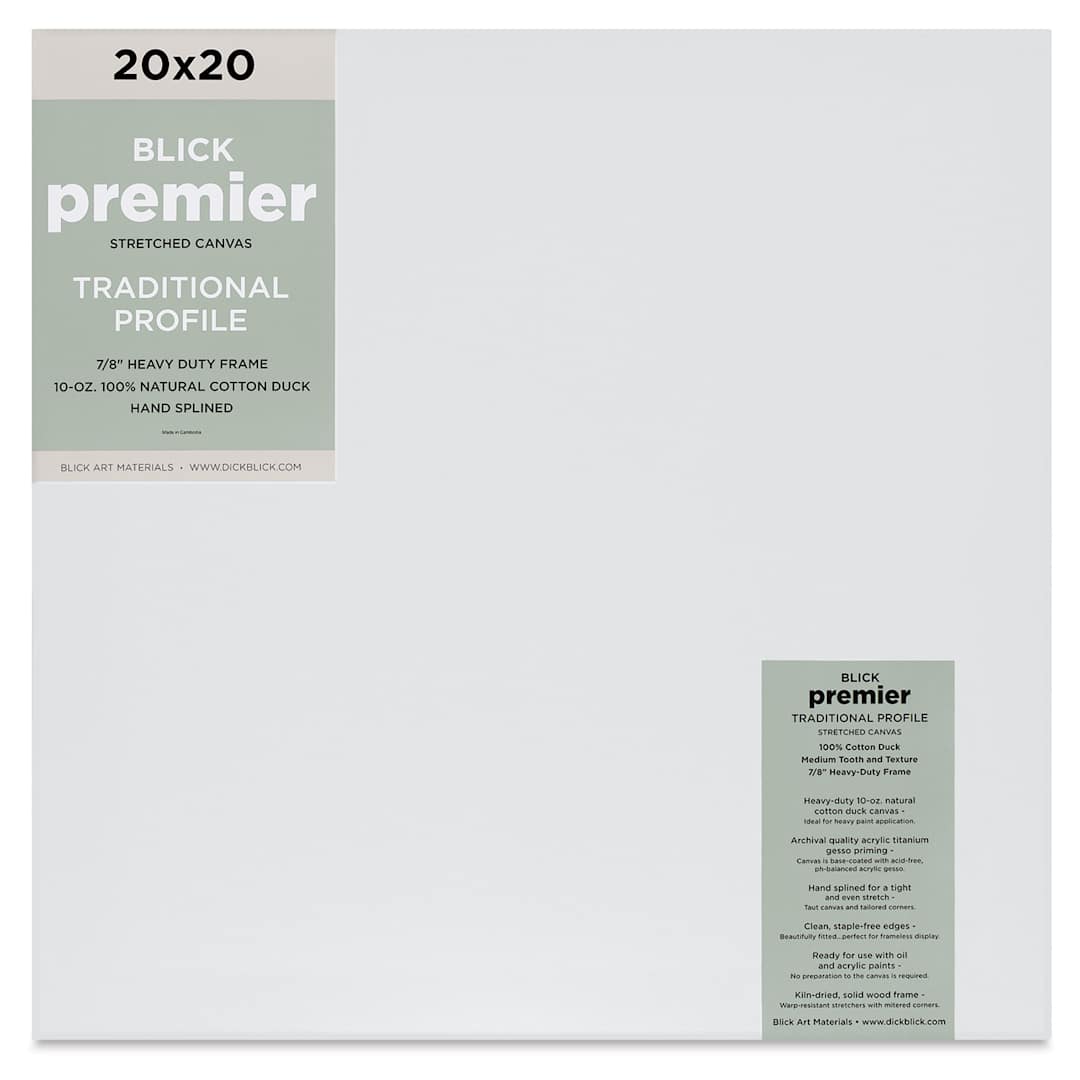 Open in modal - Blick Premier Stretched Cotton Canvas - Traditional Profile, Splined, 20" x 20", front