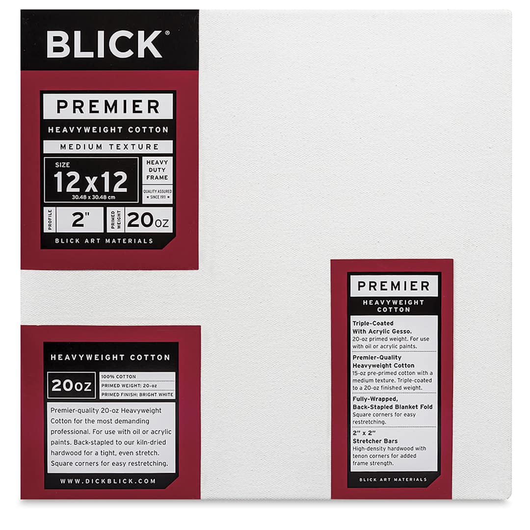 Open in modal - Blick Premier Heavyweight Stretched Cotton Canvas - 12" x 12", 2" Profile