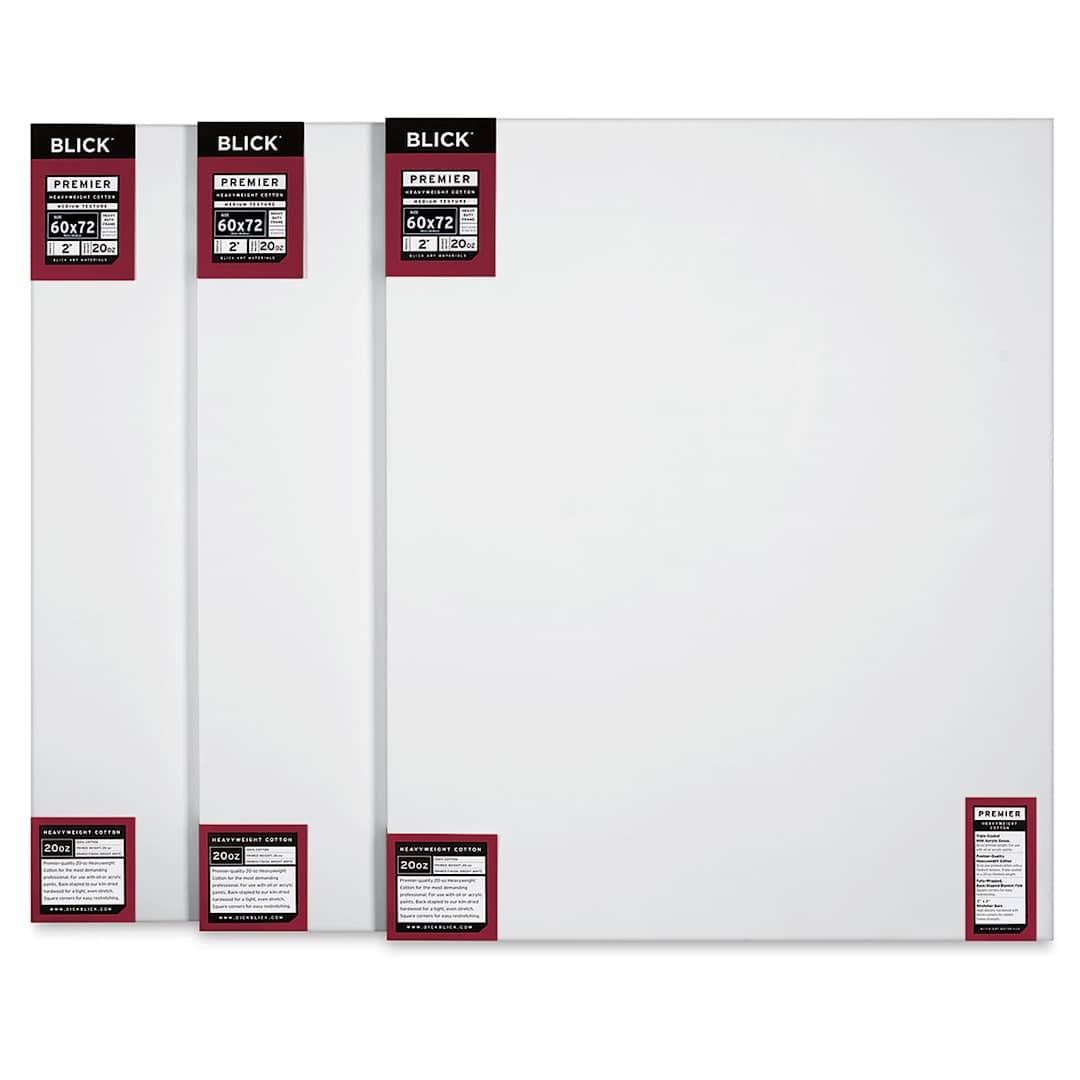 Open in modal - Blick Premier Heavyweight Stretched Cotton Canvas - 60" x 72", 2" Profile, Pkg of 3