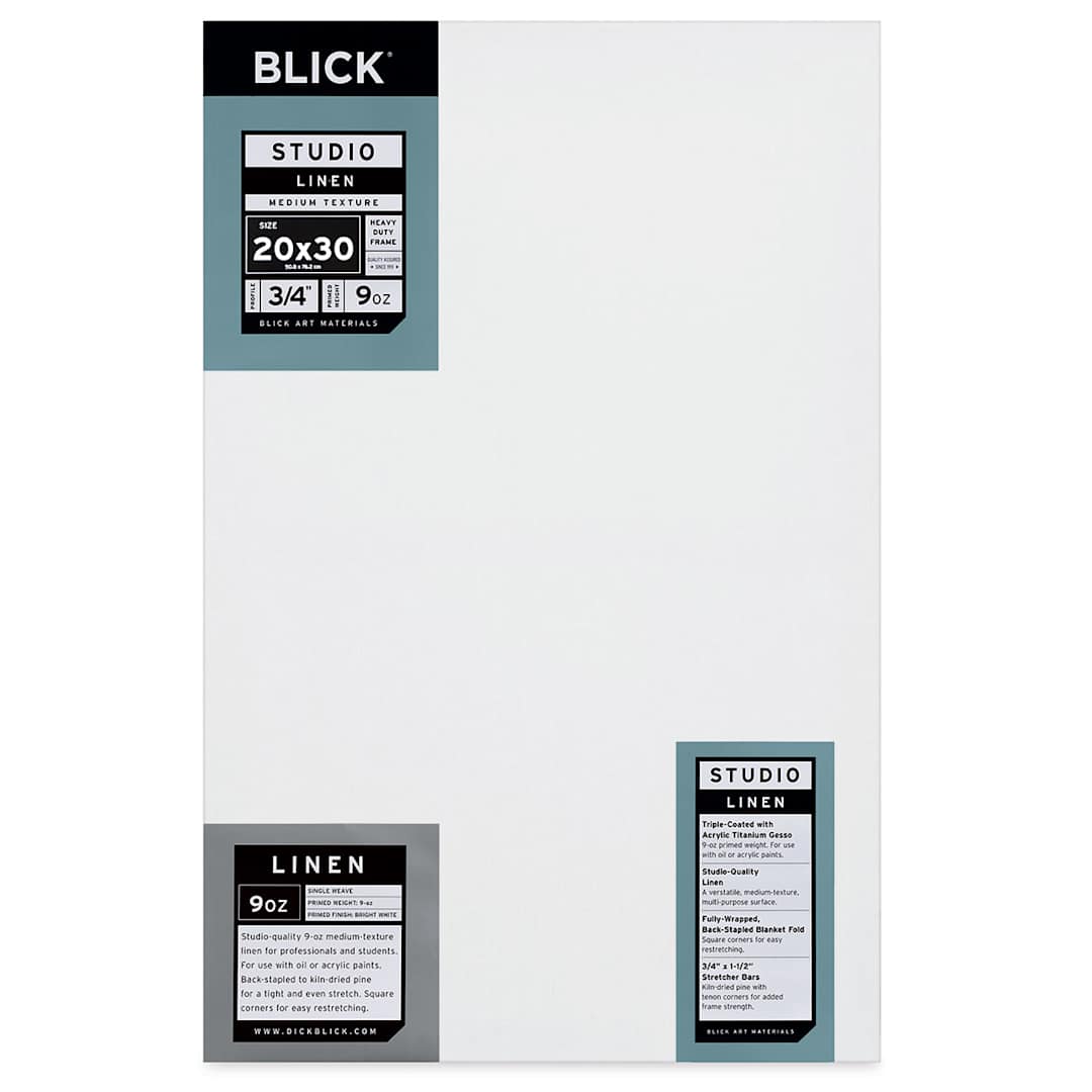 Open in modal - Blick Studio Linen Stretched Canvas - 20" x 30", Traditional 3/4" Profile