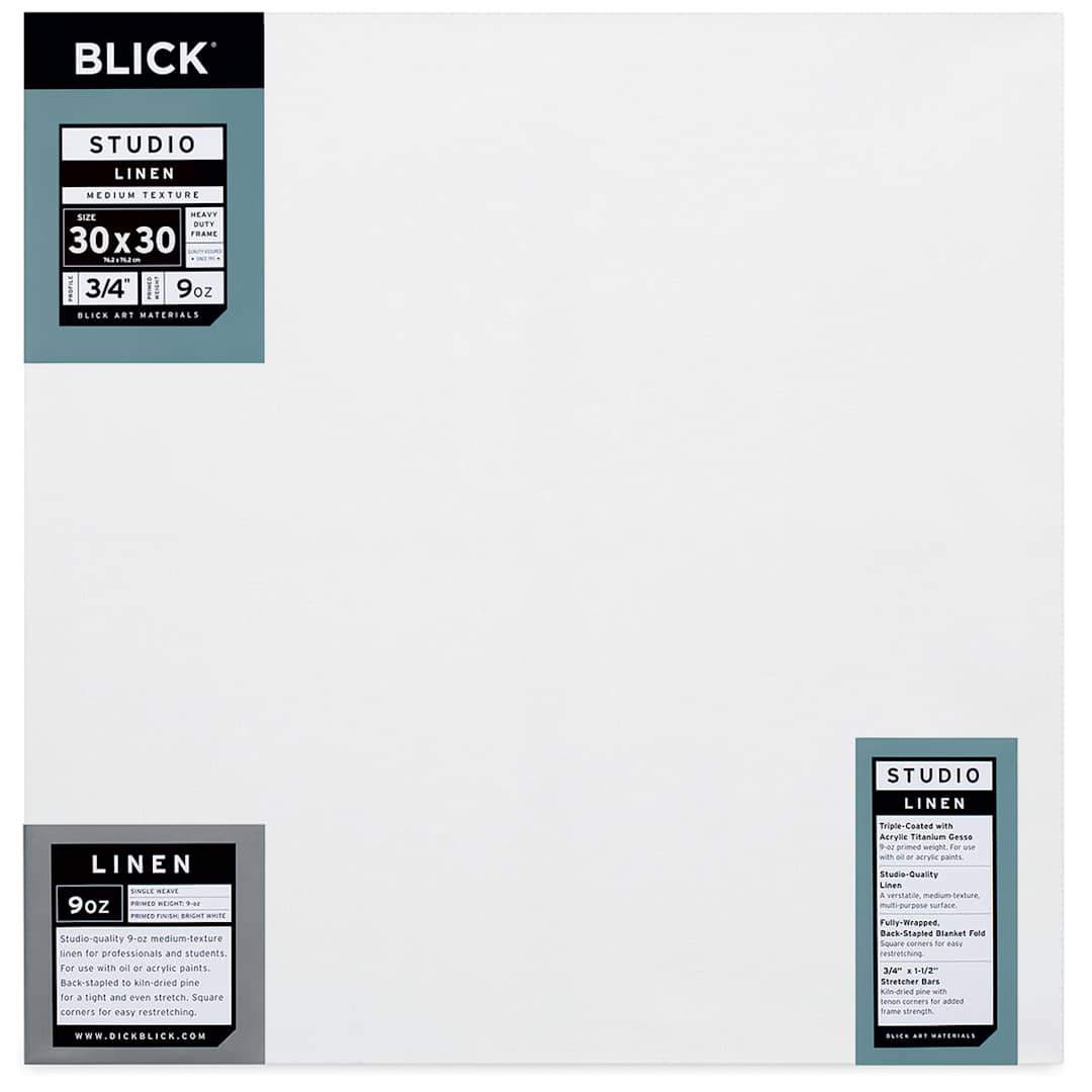 Open in modal - Blick Studio Linen Stretched Canvas - 30" x 30", Traditional 3/4" Profile