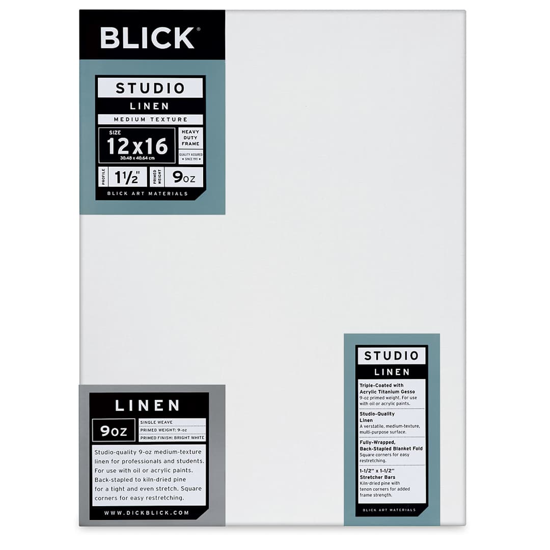 Open in modal - Blick Studio Linen Stretched Canvas - 12" x 16", Gallery 1-1/2" Profile