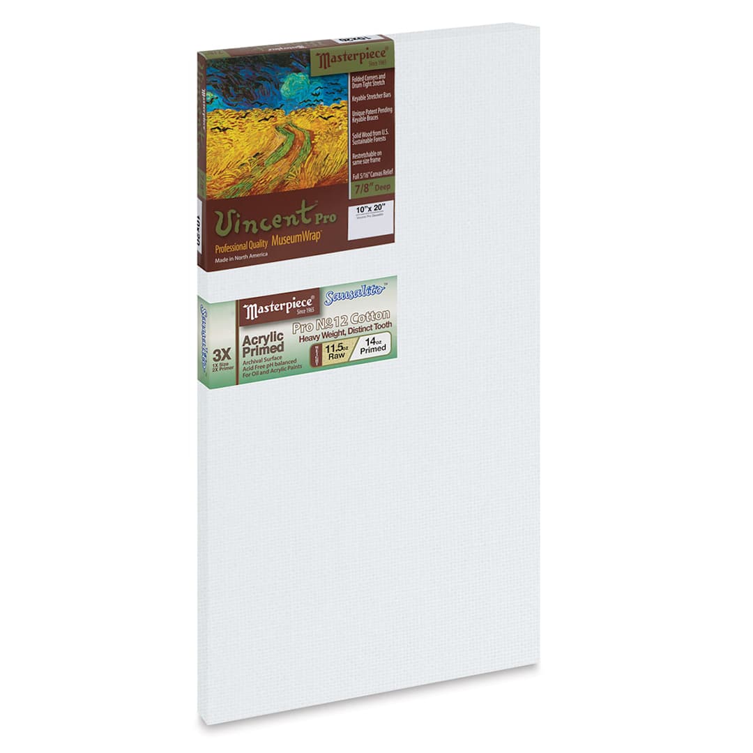 Open in modal - Masterpiece Vincent Pro Sausalito Cotton Canvas - 10" x 20", Acrylic Primed
