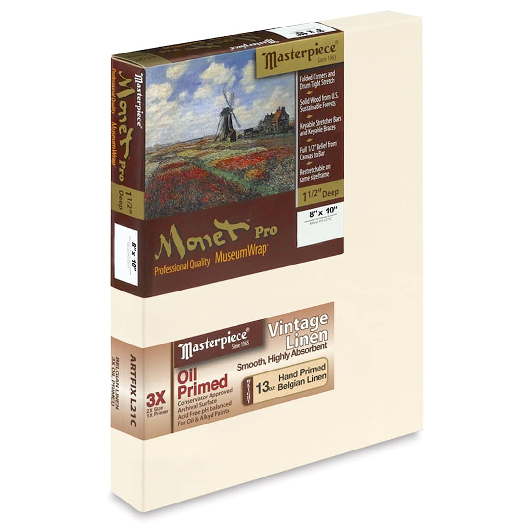 Open in modal - Masterpiece Monet Pro Linen Canvas - 8" x 10", Oil Primed