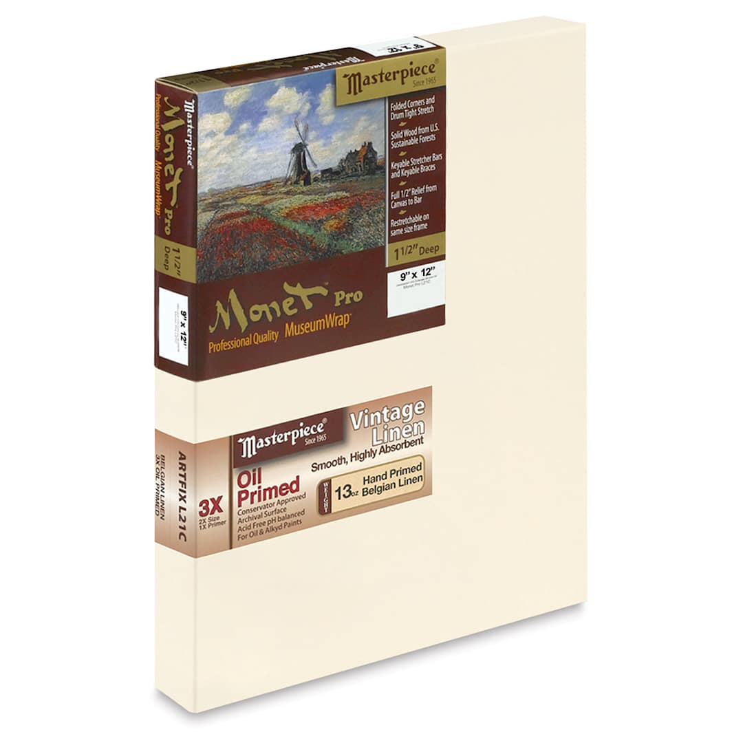 Open in modal - Masterpiece Monet Pro Linen Canvas - 9" x 12", Oil Primed