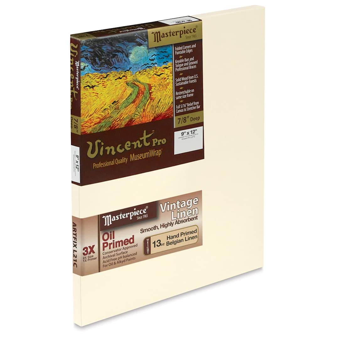 Open in modal - Masterpiece Vincent Pro Artfix Linen Canvas - 9" x 12", Oil Primed