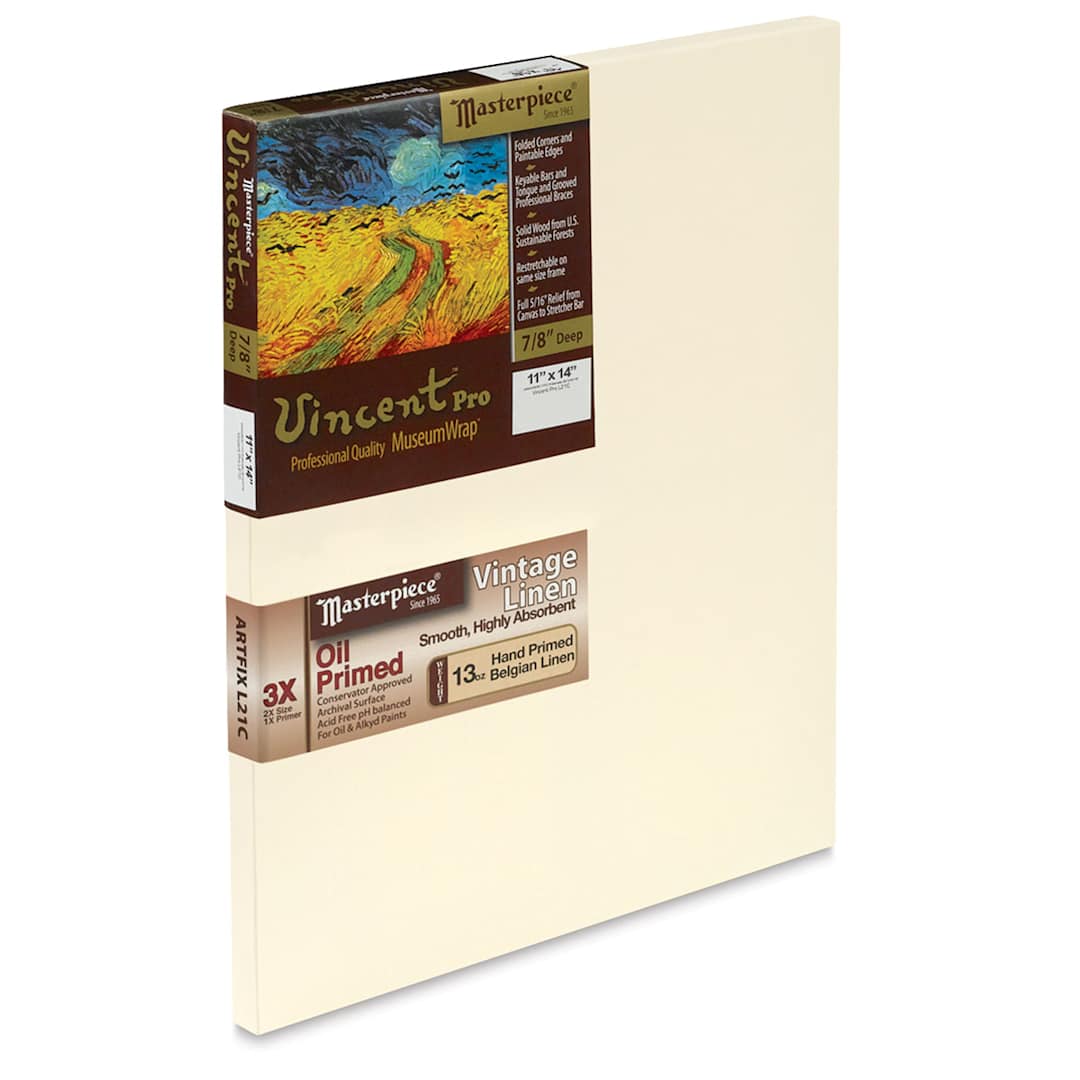 Open in modal - Masterpiece Vincent Pro Artfix Linen Canvas - 11" x 14", Oil Primed