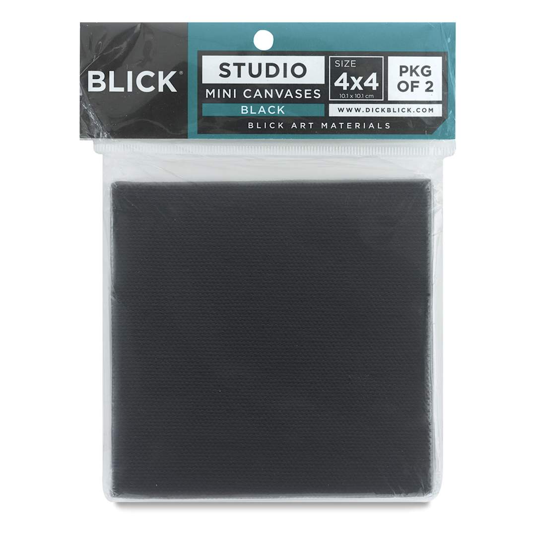 Open in modal - Blick Studio Mini Cotton Canvas - 4'' x 4'', Black, Pkg of 2 front of package