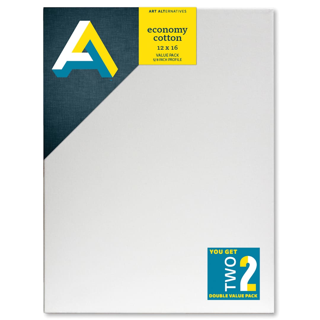 Open in modal - Art Alternatives Economy Cotton Stretched Canvas - 12" x 16", 5/8" deep, Pkg of 2