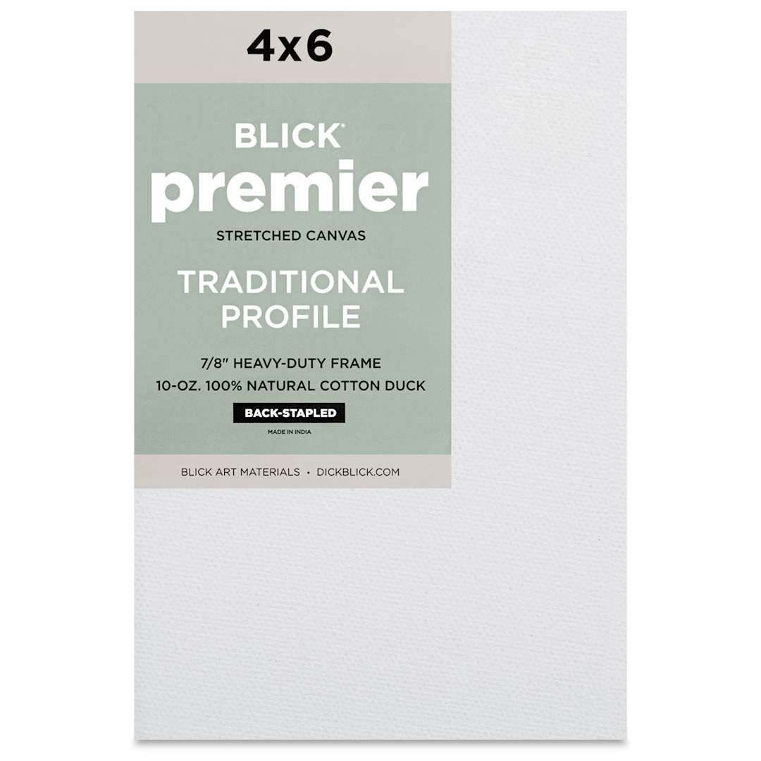 Open in modal - Blick Premier Stretched Cotton Canvas - Traditional Profile, Back-Stapled, 4" x 6", front