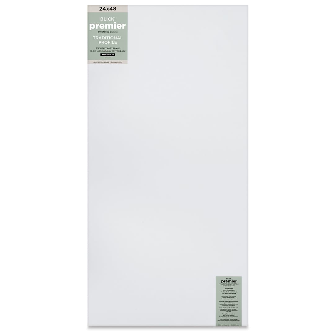 Open in modal - Blick Premier Stretched Cotton Canvas - Traditional Profile, Back-Stapled, 24" x 48", front