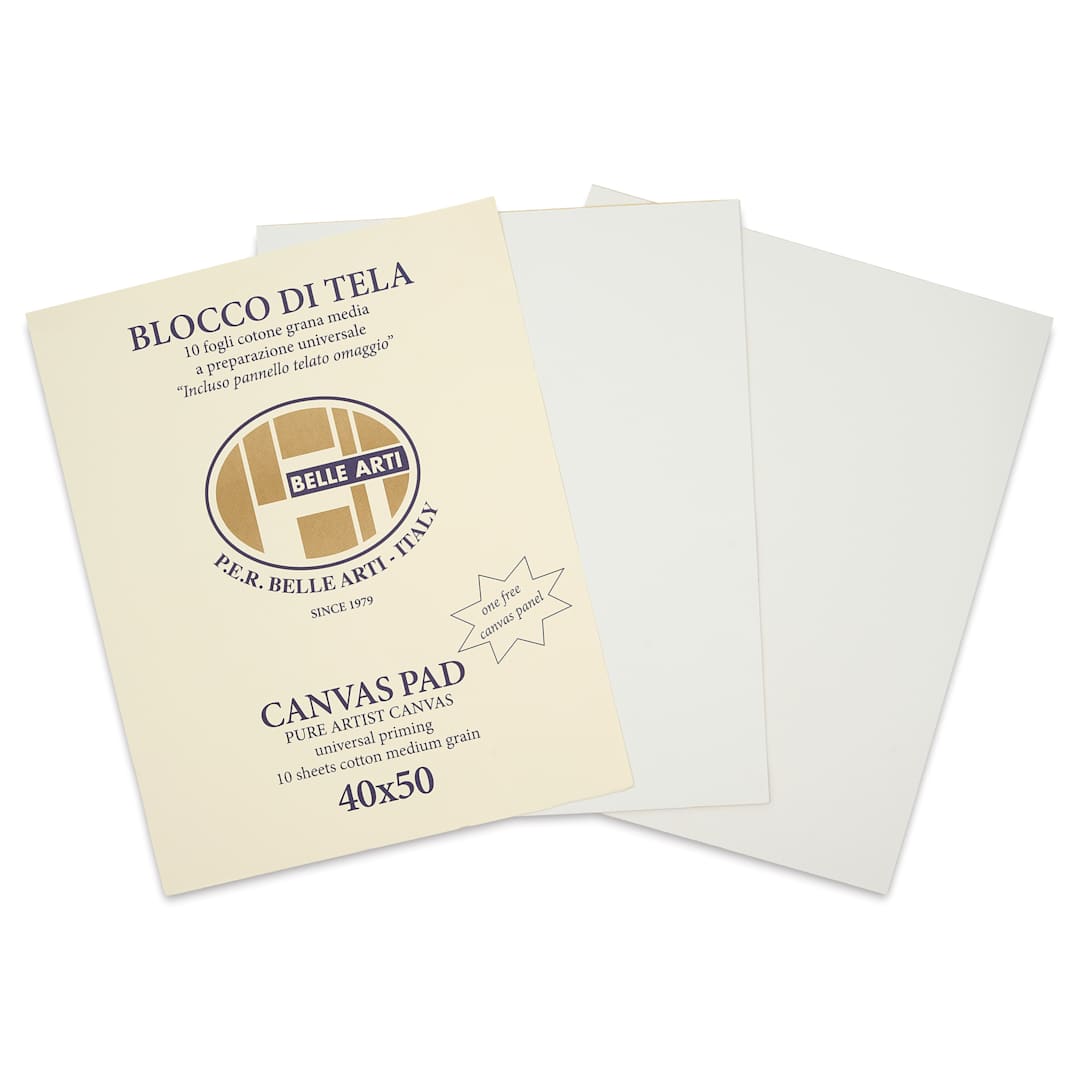 Open in modal - Belle Arti Acrylic Primed Canvas Pad - 15.8" x 19.7", 10 Sheets, front cover with sheets
