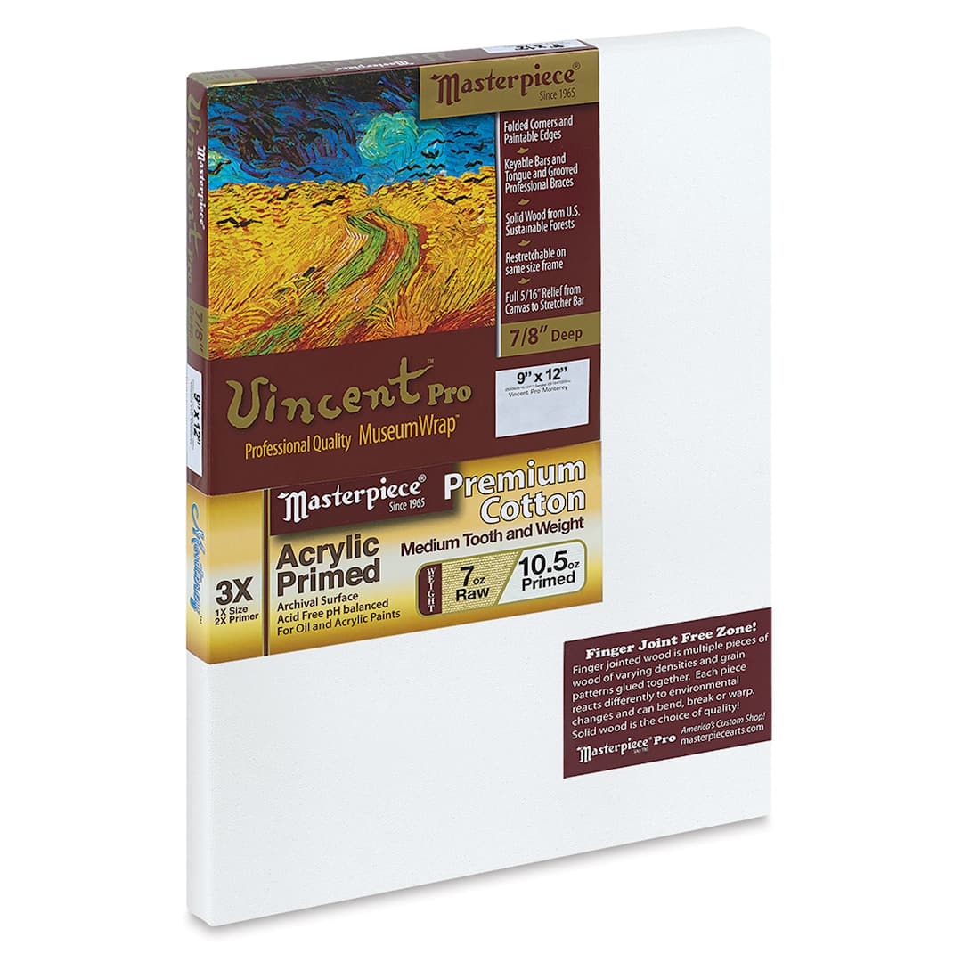 Open in modal - Masterpiece Vincent Pro Monterey 7/8" Profile Cotton Canvas - 9" x 12"