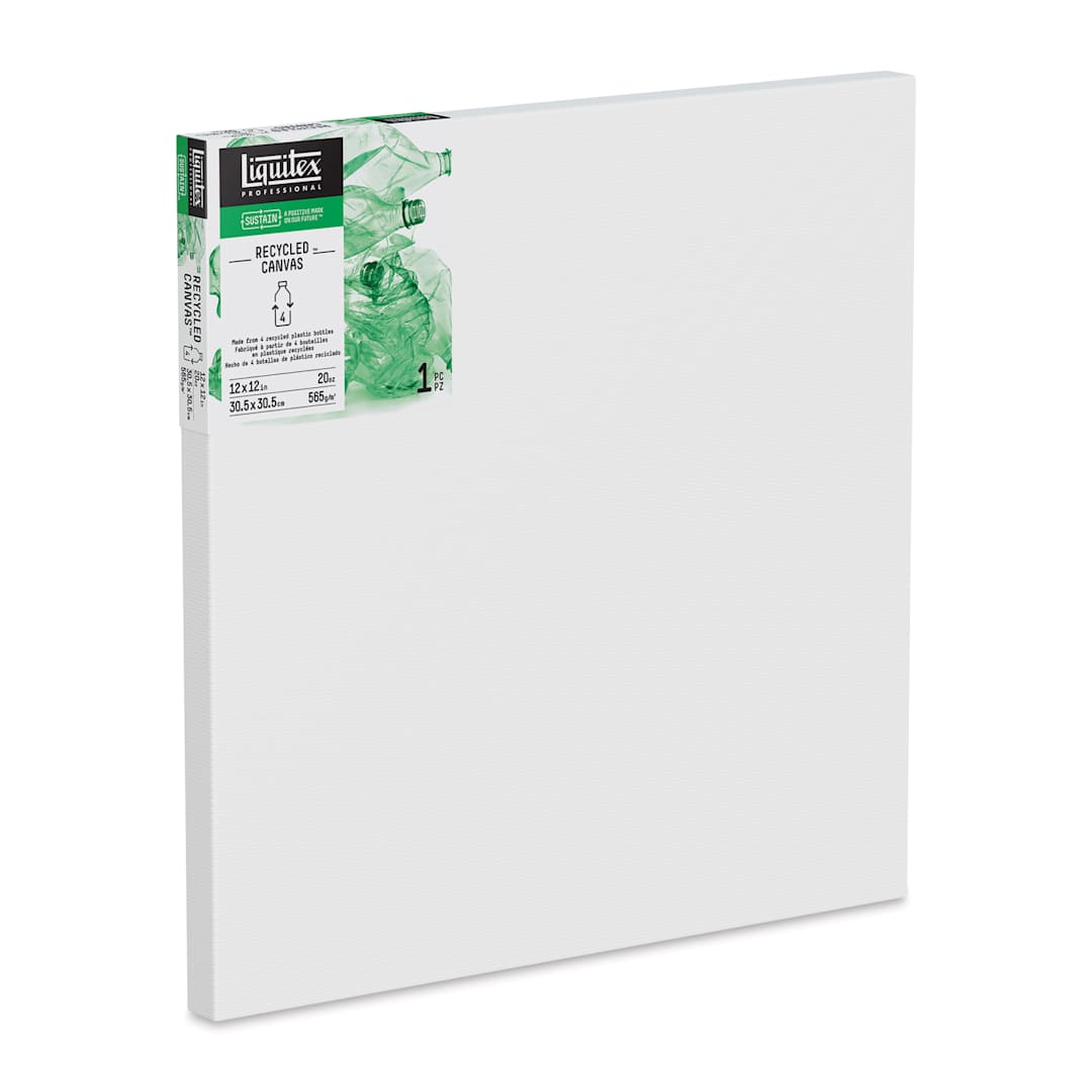 Open in modal - Liquitex Recycled Stretched Canvas - 12" x 12", 3/4" Traditional Profile, at an angle