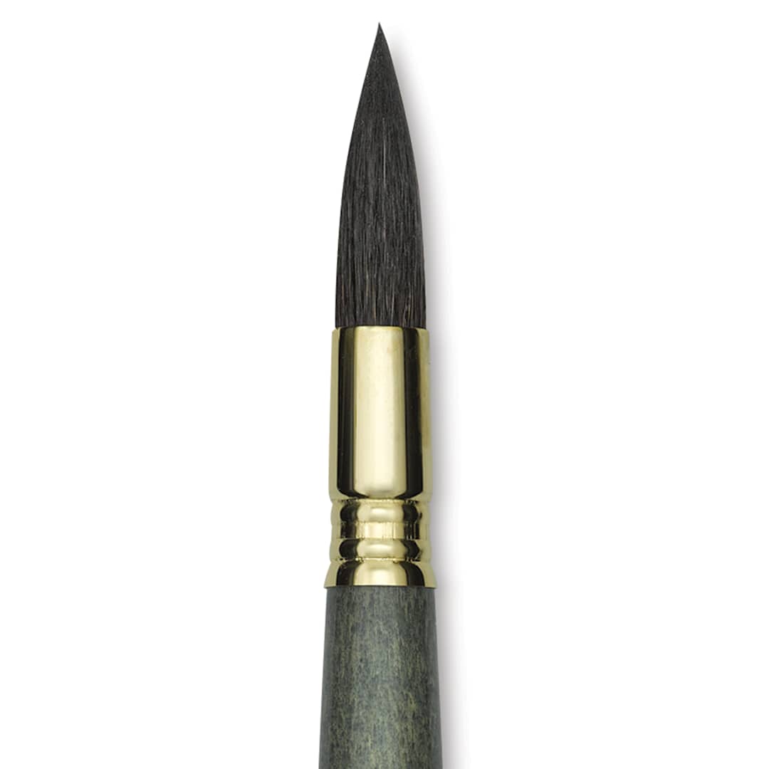 Open in modal - Escoda Aquario Gold Squirrel Mop Brush - Round Mop, Size 12, Short Handle (close-up)