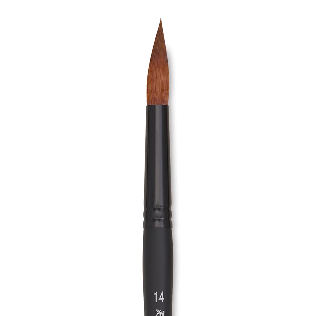 Open in modal - Raphaël Stradivarius Synthetic Kolinsky Sable Brush - Round, Size 14, Short Handle, close-up