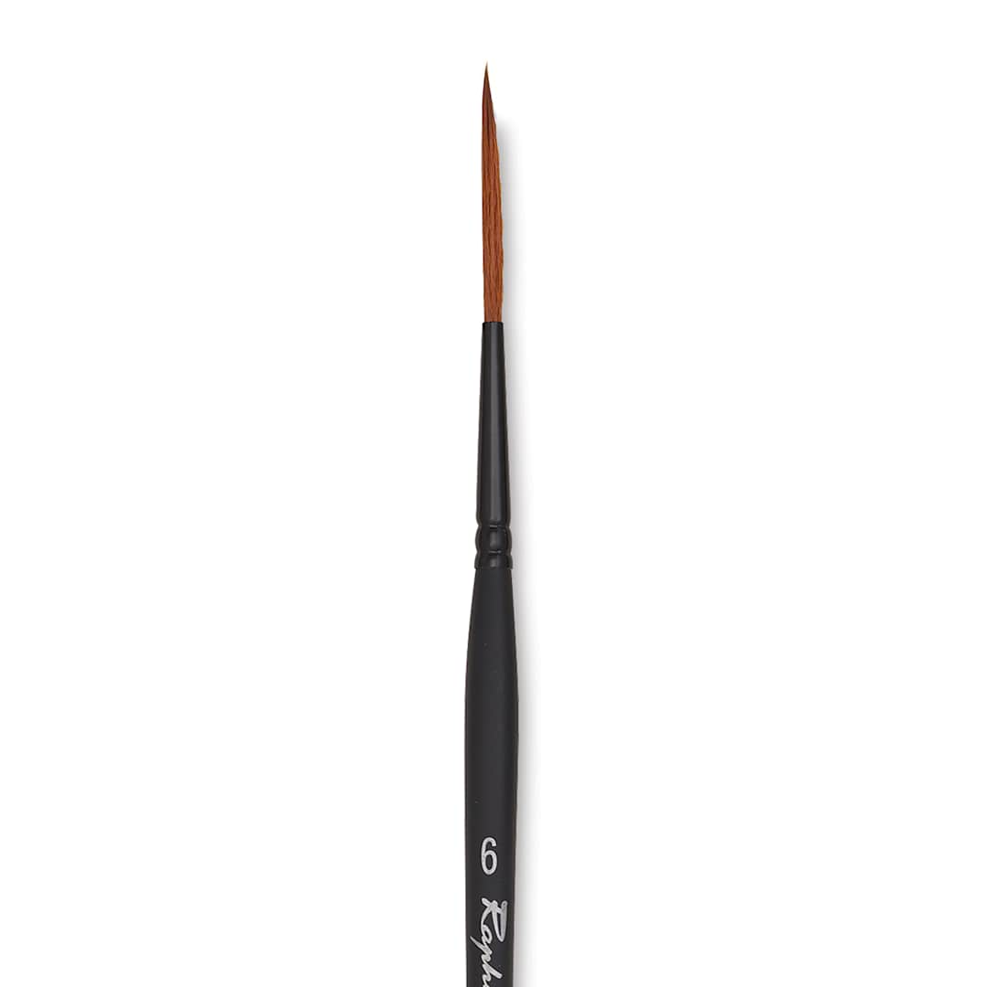 Open in modal - Raphaël Stradivarius Synthetic Kolinsky Sable Brush - Rigger, Size 6, Short Handle, close-up