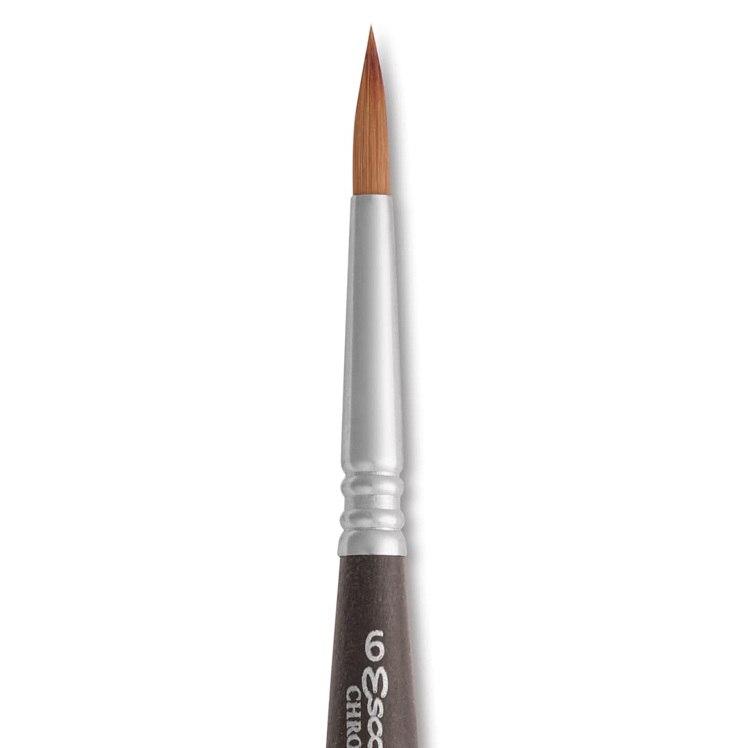 Open in modal - Escoda Chronos Synthetic Blend Travel Brush - Round, Size 6, close-up of the brush