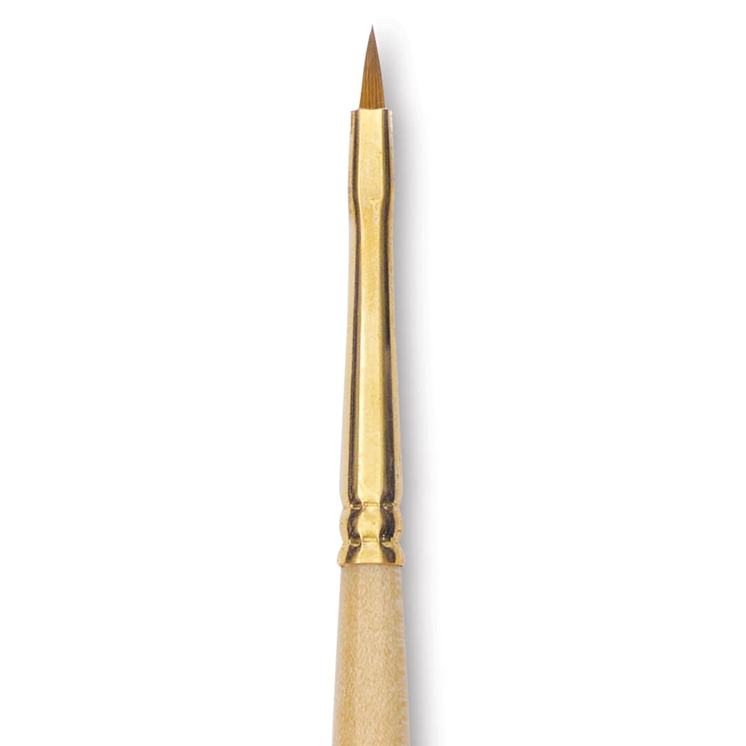 Open in modal - Silver Brush Silver Kolinsky Red Sable Brush - Short Handle, Pointed Filbert, Size 2/0, close-up