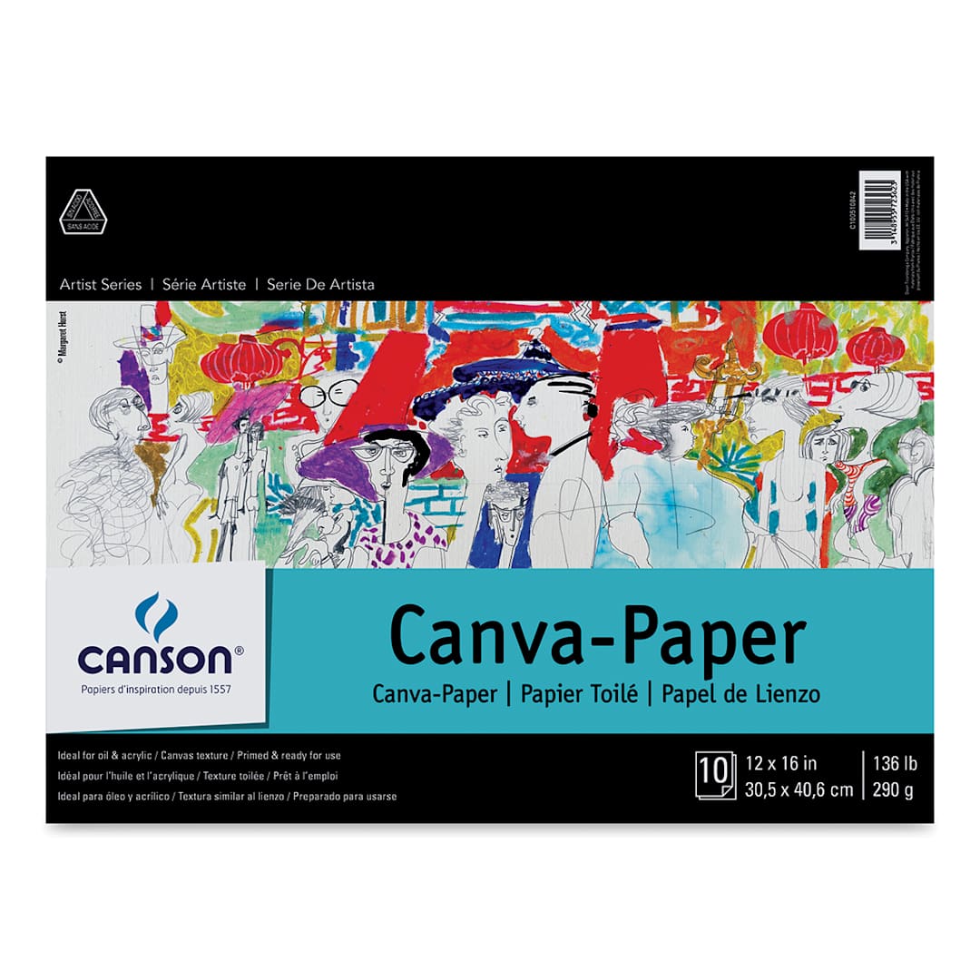 Open in modal - Canson Foundation Canva-Paper Pad - 12" x 16", White, 10 sheets