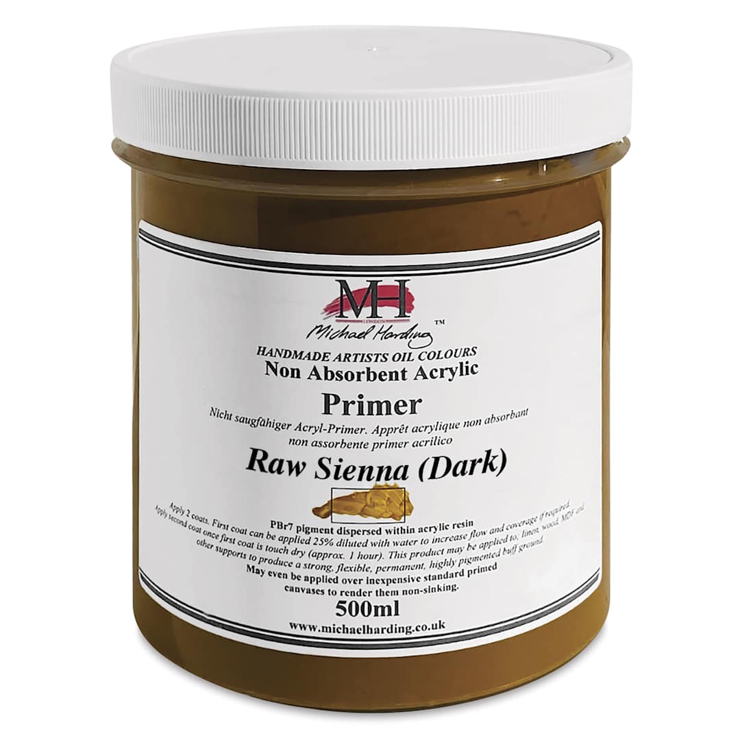 Open in modal - Michael Harding Non-Absorbent Acrylic Primer - Raw Sienna (Dark), 500 ml, Jar