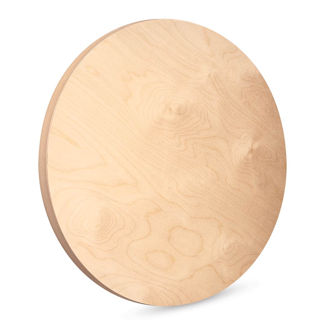 Open in modal - American Easel Cradled Round Birch Painting Panel - 24" Dia. x 7/8" D (Front, Angled view)