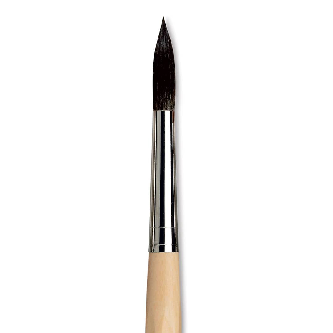 Open in modal - Da Vinci Petit Gris Pur Blue Squirrel Brush - Round, Short Handle, Size 12 close up