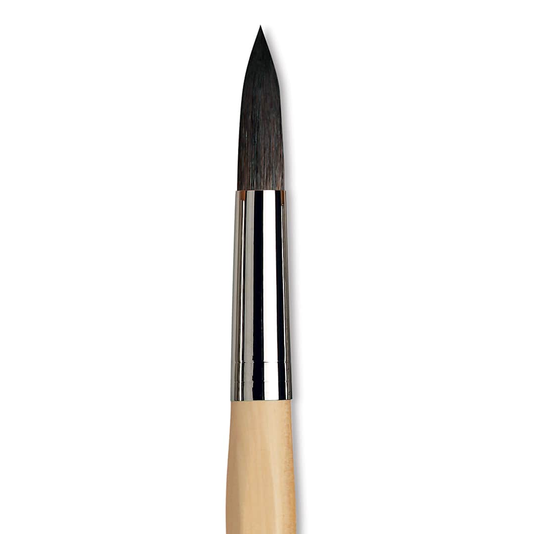 Open in modal - Da Vinci Petit Gris Pur Blue Squirrel Brush - Round, Short Handle, Size 20 close up