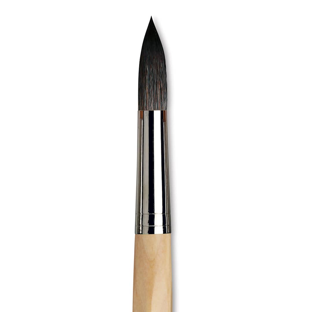 Open in modal - Da Vinci Petit Gris Pur Blue Squirrel Brush - Round, Short Handle, Size 24 close up