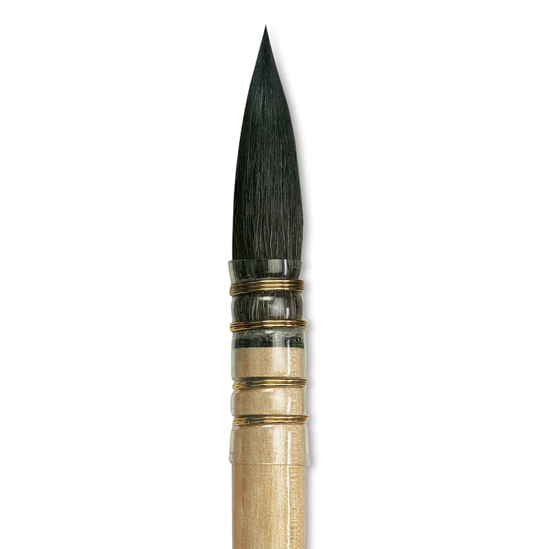 Open in modal - Da Vinci Petit Gris Pur Blue Squirrel Brush - Quill, Short Handle, Size 4 close up