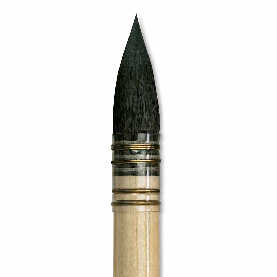Open in modal - Da Vinci Petit Gris Pur Blue Squirrel Brush - Quill, Short Handle, Size 8 close up